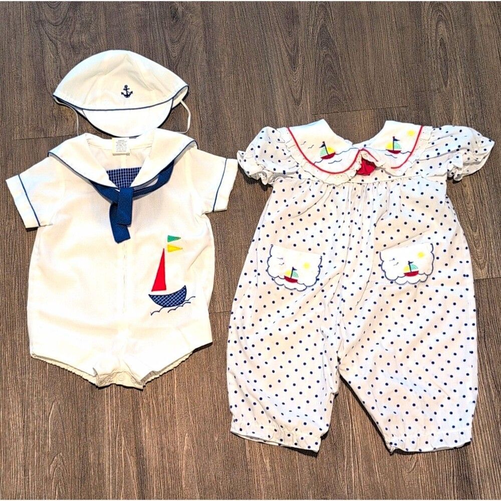 Vintage Baby Togs Nautical Twin Set 3-6m